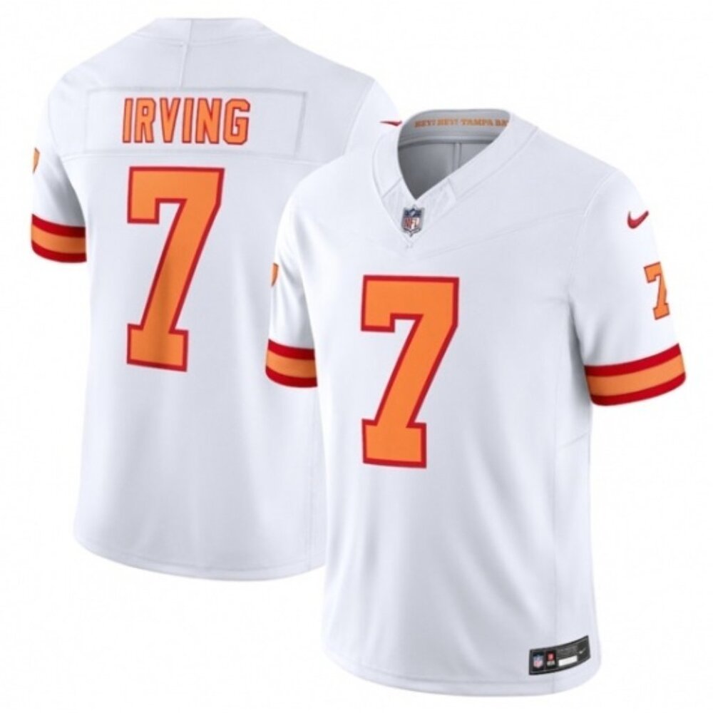 Men's '76 Tampa Bay Buccaneers Bucky Irving White #7 Stitching Jersey